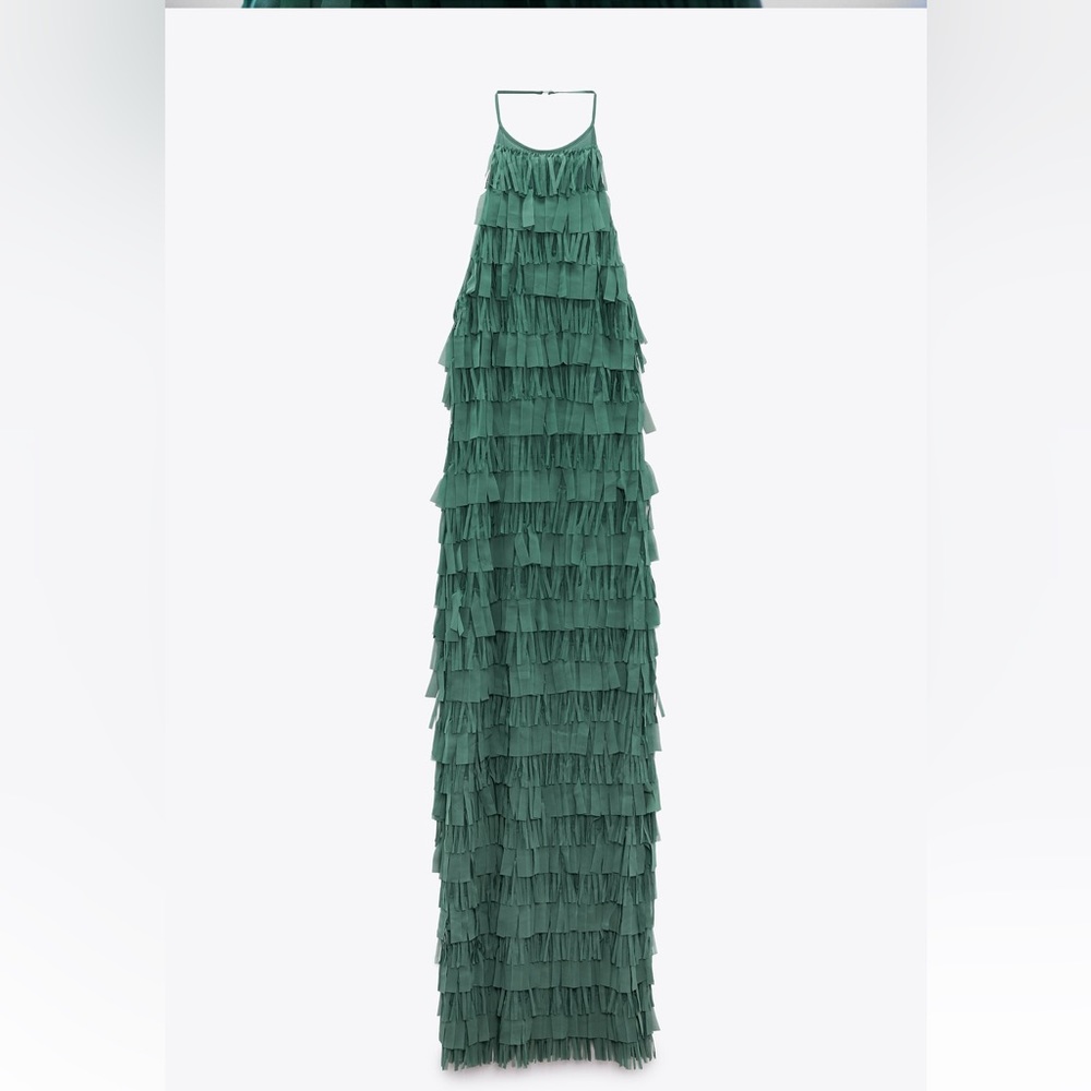Zara Halter Dress with Fringes - M